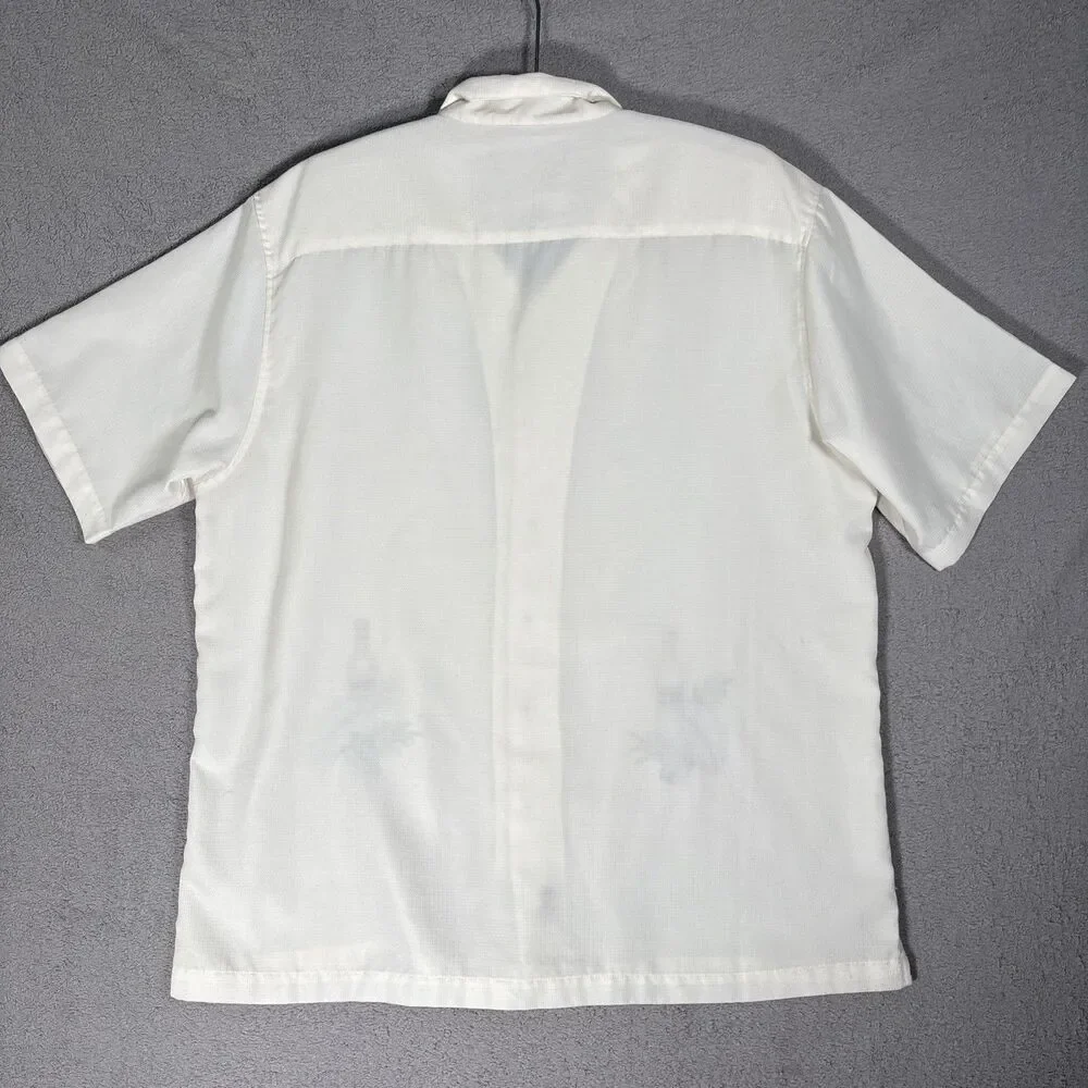 Batik Bay Shirt Mens XL Camp Tropical Beer Embroidery Wood Buttons Retro Dadcore